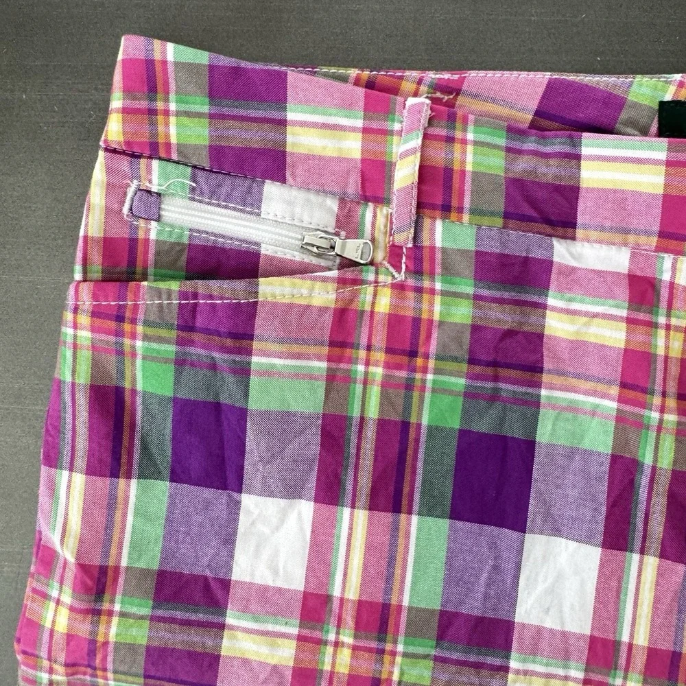 LRL Ralph Lauren Active Colorful Pink Purple Plaid Chino Short Golf Shorts 10